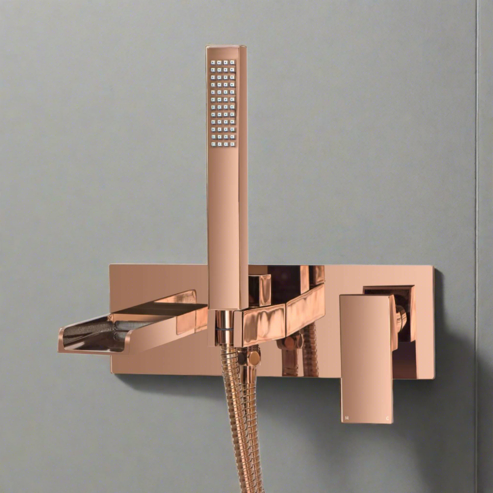 Plaza wall mounted shower mixer - rose gold